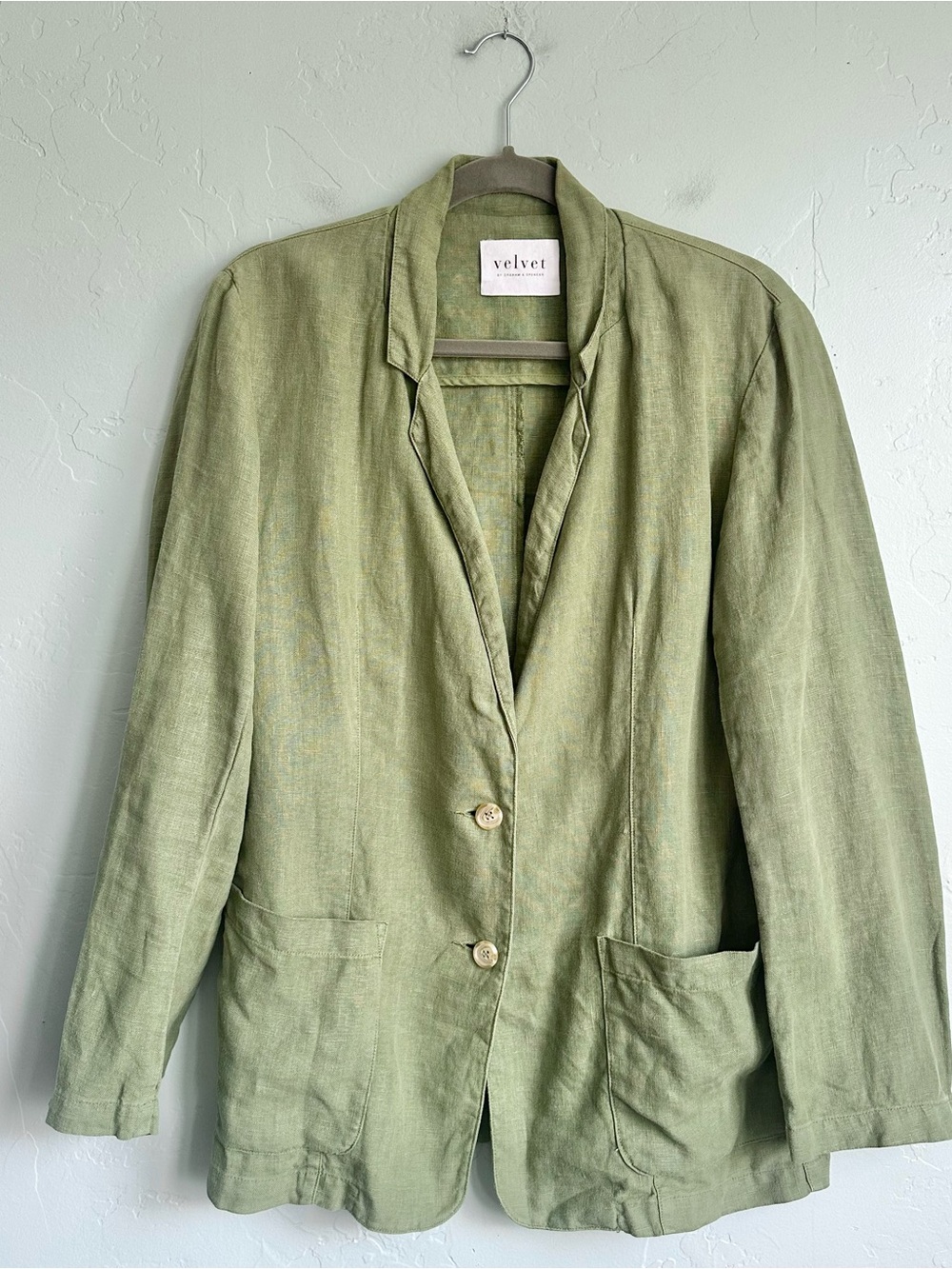 Velvet by Graham & Spencer Olive Green Cassie Linen Jacket Women's Small EUC